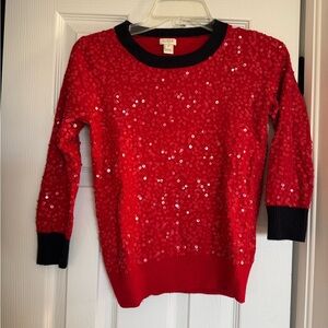 J. Crew Red Sequin Sweater